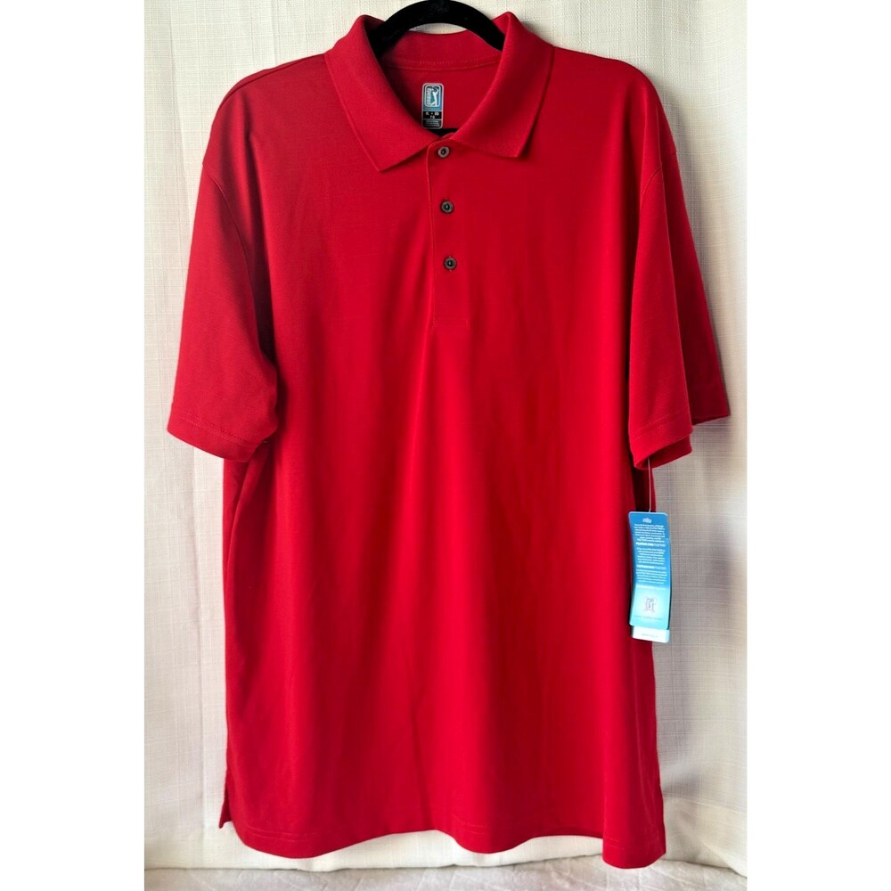 PGA TOUR Golf Polo Shirt Mens XL Red Performance Short Sleeve NWT $45